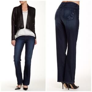 NYDJ Barbara Bootcut Embroidered Jeans Floral Rhinestone Womens 4 Petite Flare